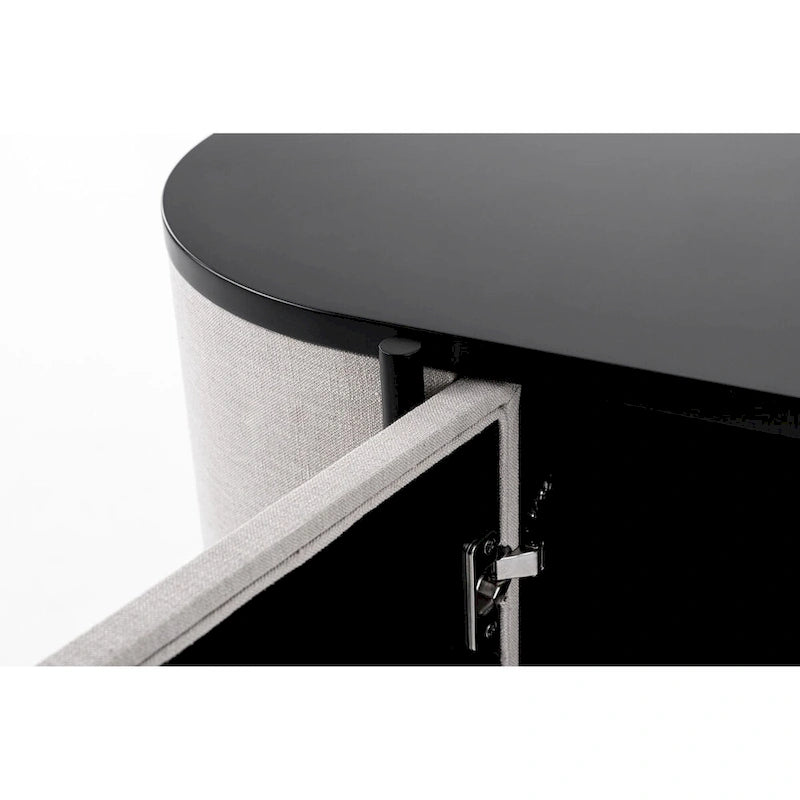 Modrest Hobart Modern Beige Fabric & Black Metal Buffet