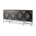 Hogarth I Two-Tone Brown Solid Wood Base Silver Frame 4 Cabinet Sideboard