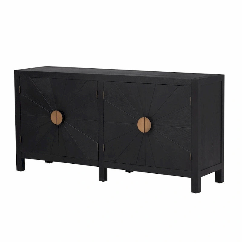 Ash Veneer Cabinet with Radiating Line Pattern Doors