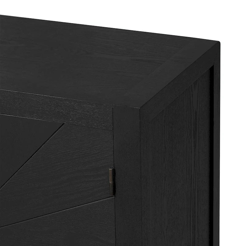 Ash Veneer Cabinet with Radiating Line Pattern Doors