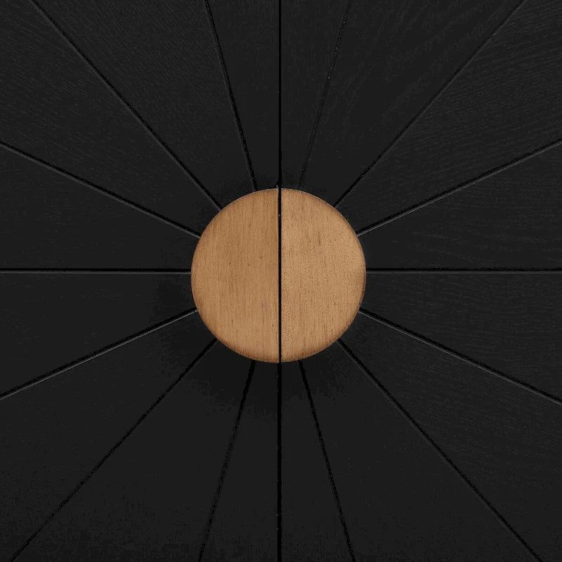 Ash Veneer Cabinet with Radiating Line Pattern Doors
