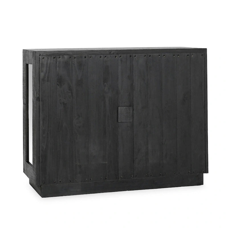 Classic Home Larson Two-Door Glass and Oak Wood Cabinet