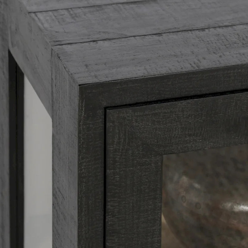 Classic Home Larson Two-Door Glass and Oak Wood Cabinet