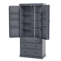 77inch Kitchen Pantry, Freestanding Tall Cupboard Storage Cabinet with 3 Adjustable Shelves,8 Door Shelves,3 Drawers for Kitchen