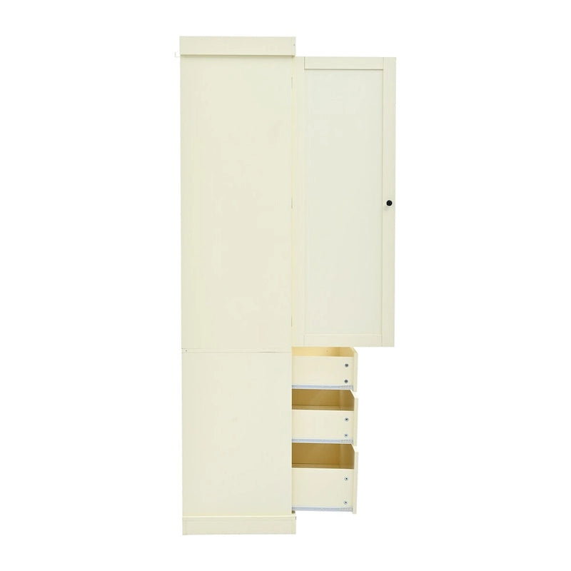 77inch Kitchen Pantry, Freestanding Tall Cupboard Storage Cabinet with 3 Adjustable Shelves,8 Door Shelves,3 Drawers for Kitchen