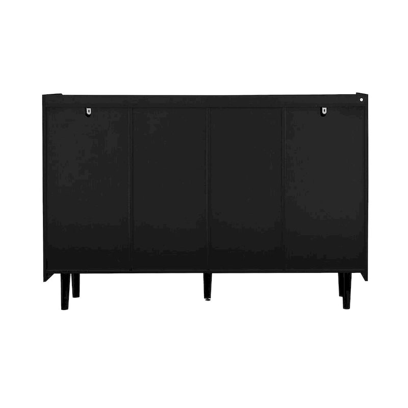 Sideboard Buffet Cabinet, Storage Cabinet with Red Doors, 2 Drawers with unique panel styling and 2 Open Storage Compartment