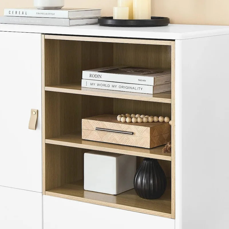 3 Doors Wooden Cabinet with Leather Handle