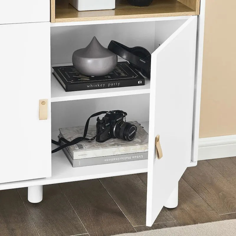 3 Doors Wooden Cabinet with Leather Handle