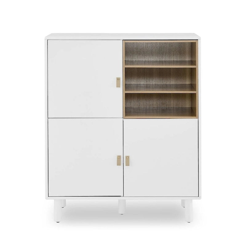 3 Doors Wooden Cabinet with Leather Handle