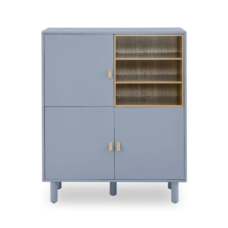 3 Doors Wooden Cabinet with Leather Handle