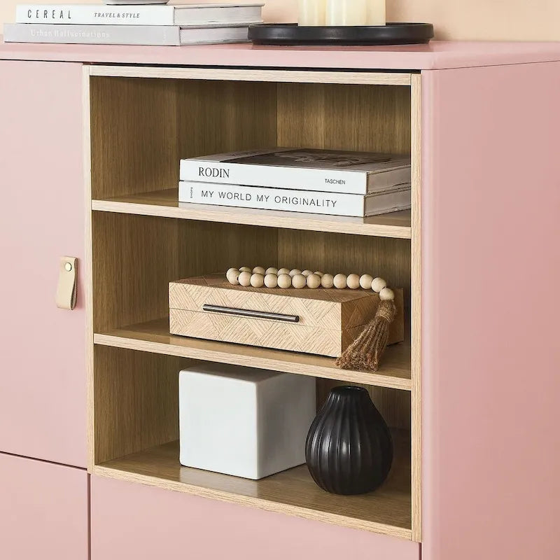 3 Doors Wooden Cabinet with Leather Handle