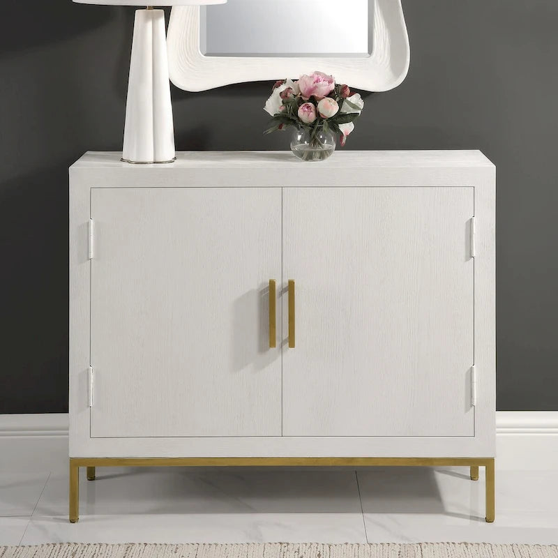 Uttermost Front Range White 2 Door Cabinet - 40.25W x 34H x 13D