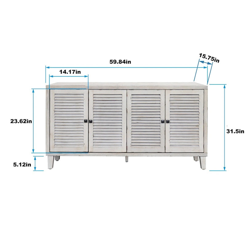 Accent Cabinet 4 Shutter Door Wooden Cabinet Sideboard Buffet