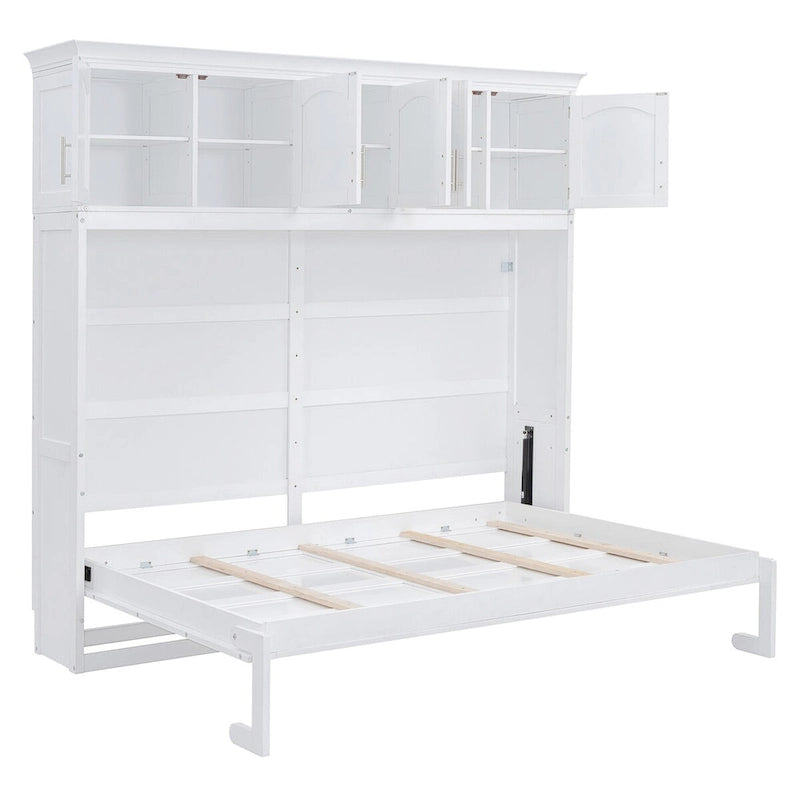 Queen Size Murphy Bed Wall Bed with Top Cabinets