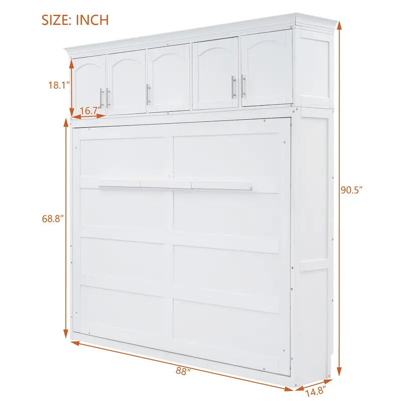 Queen Size Murphy Bed Wall Bed with Top Cabinets