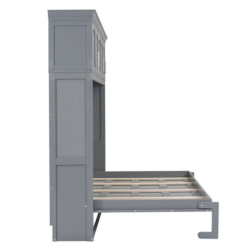 Queen Size Murphy Bed Wall Bed with Top Cabinets