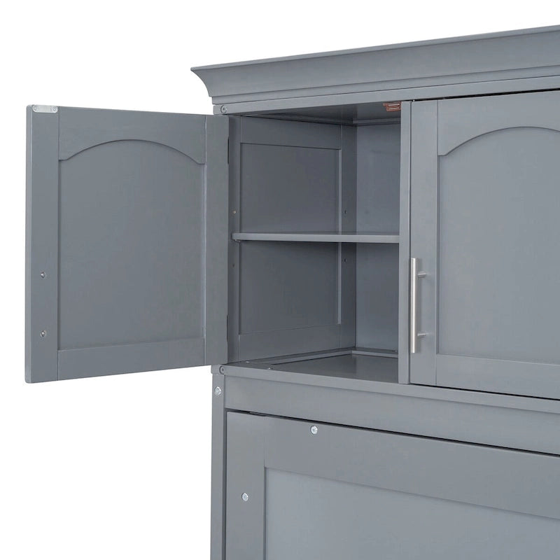 Queen Size Murphy Bed Wall Bed with Top Cabinets
