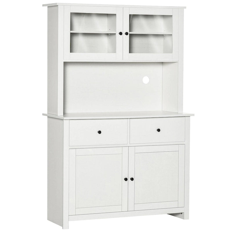 63.5 Kitchen Buffet w/ Hutch, 4 Shelves, Drawers, Framed Glass Doors