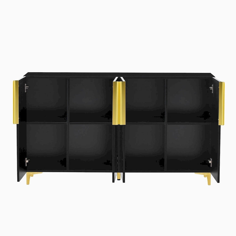 A Glossy Finish Light Luxury Storage Cabinet, Adjustable, Suitable for Living Room, Study, Hallway.