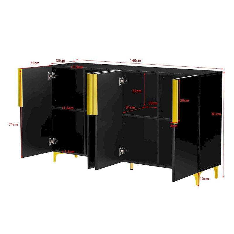 A Glossy Finish Light Luxury Storage Cabinet, Adjustable, Suitable for Living Room, Study, Hallway.