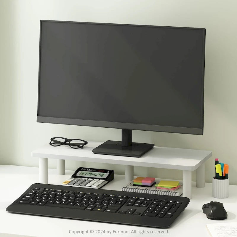 Furinno Turn-N-Tube Monitor Riser Stand, White/White - N/A