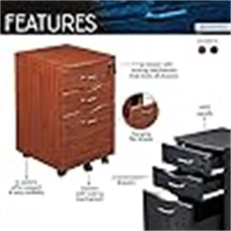 Rolling Storage and File Cabinet - 17D x 16W x 25H