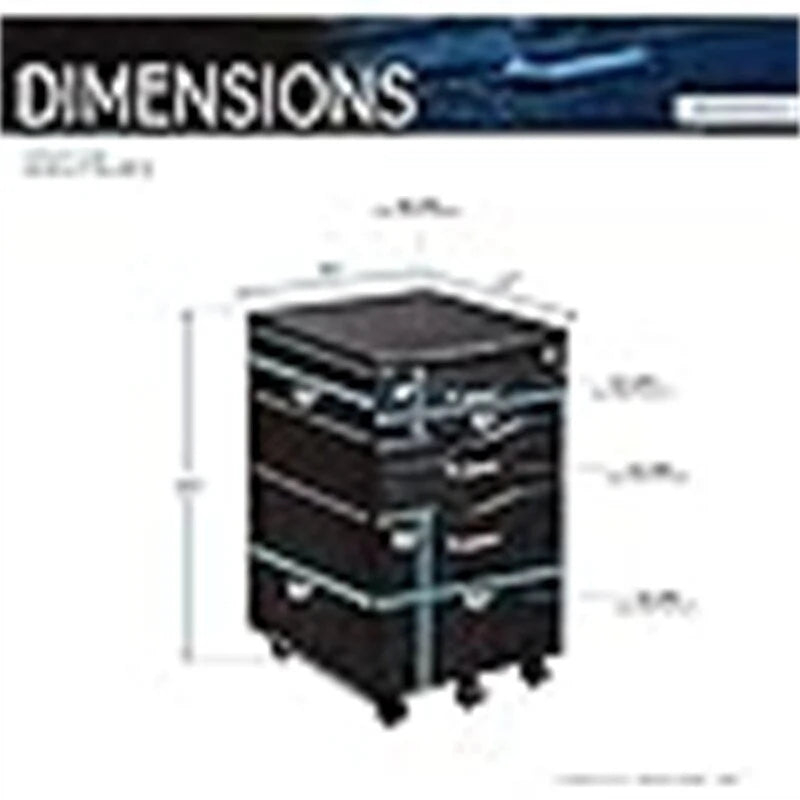 Rolling Storage and File Cabinet - 17D x 16W x 25H