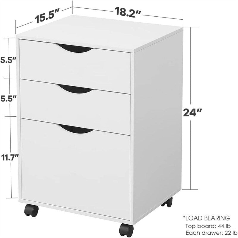 3 Drawers Storage Cabinet - 15.5D x 18.1W x 24H