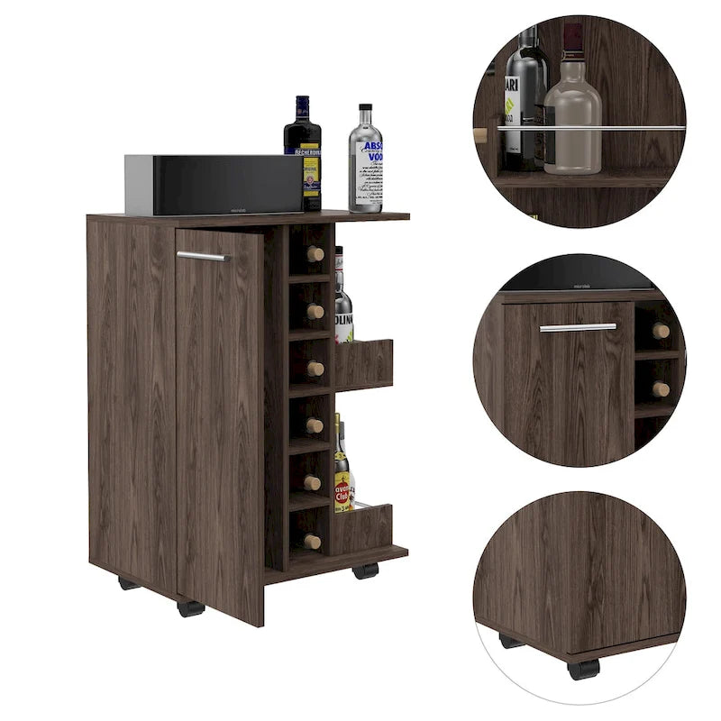 Bartlet 2-Shelf 6-Bottle Bar Cart with Division