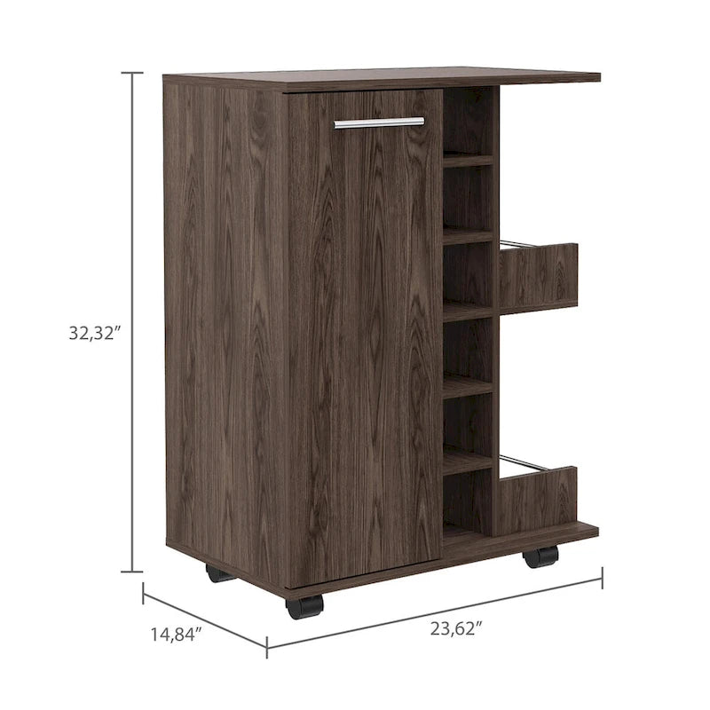 Bartlet 2-Shelf 6-Bottle Bar Cart with Division