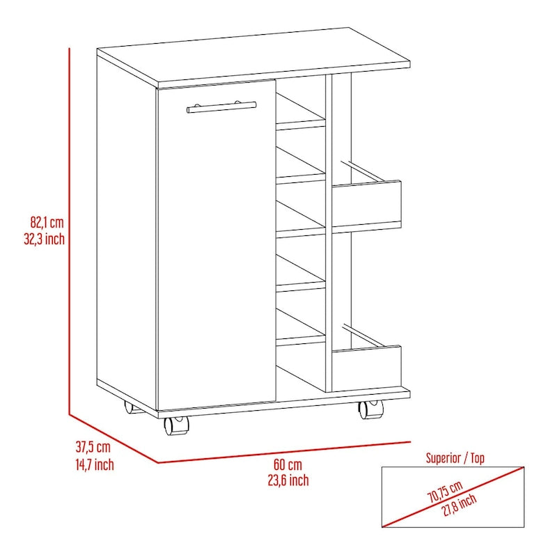 Bartlet 2-Shelf 6-Bottle Bar Cart with Division