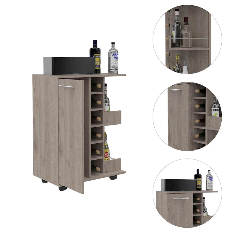 Bartlet 2-Shelf 6-Bottle Bar Cart with Division