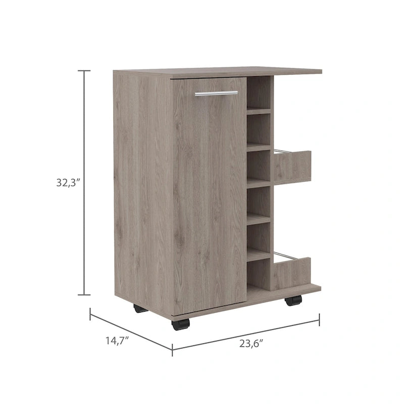 Bartlet 2-Shelf 6-Bottle Bar Cart with Division