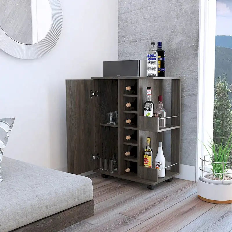 Bartlet 2-Shelf 6-Bottle Bar Cart with Division