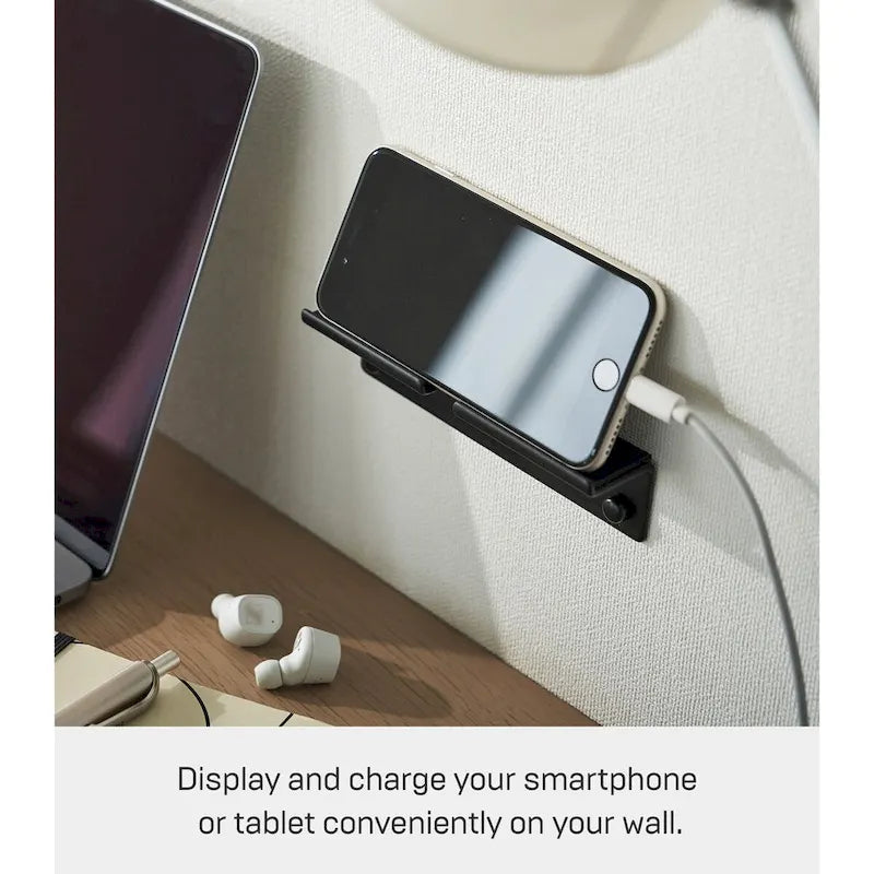 Yamazaki Home Wall-Mounted Phone Holder, Steel, Holds 2.2 lbs - L 1.26 x W 5.51 x H 1.3 inches