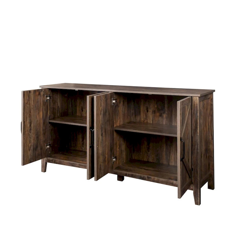 Cabinet with 4 Doors and 4 open shelves,Freestanding Sideboard Storage Cabinet Entryway Floor Cabinet for Office Bedroom