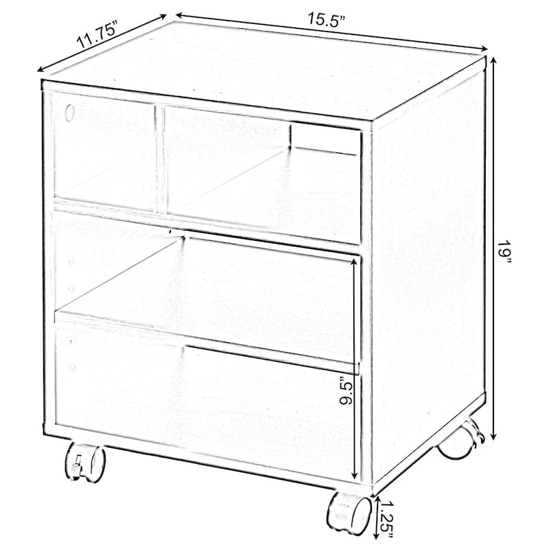 Wooden Office Storage Printer Stand with Wheels