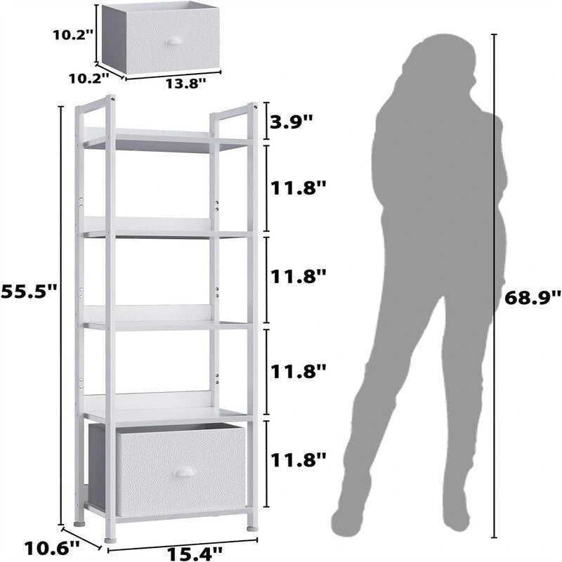5 Tier Bookshelf with Drawer