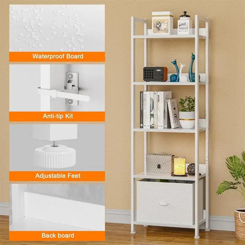 5 Tier Bookshelf with Drawer