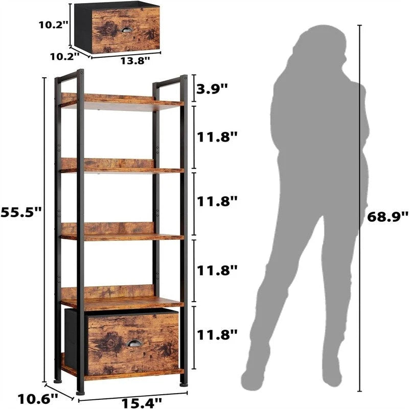 5 Tier Bookshelf with Drawer