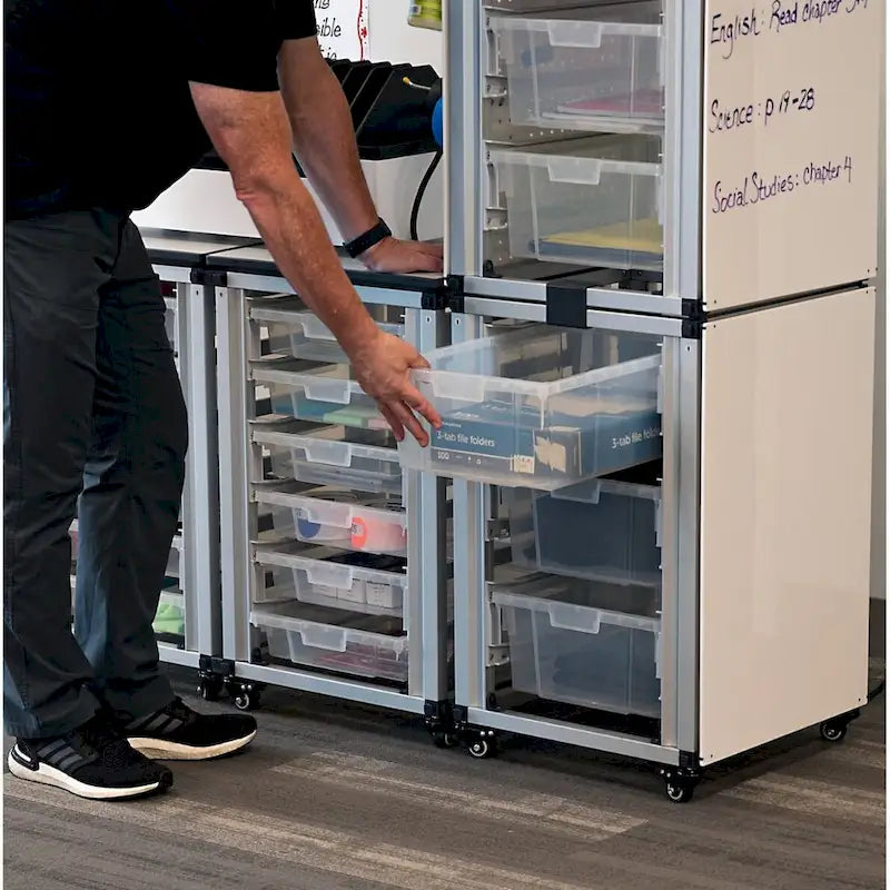 Modular Classroom Storage Cabinet - 2 side-by-side modules with 6 large bins - N/A