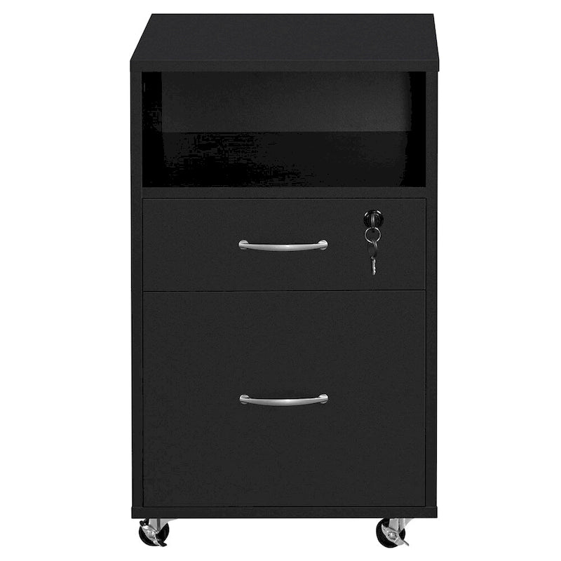 Yaheetech Rolling File Cabinet with 2 Drawers and 1 Open Shelf Filing Cabinet for Home Office