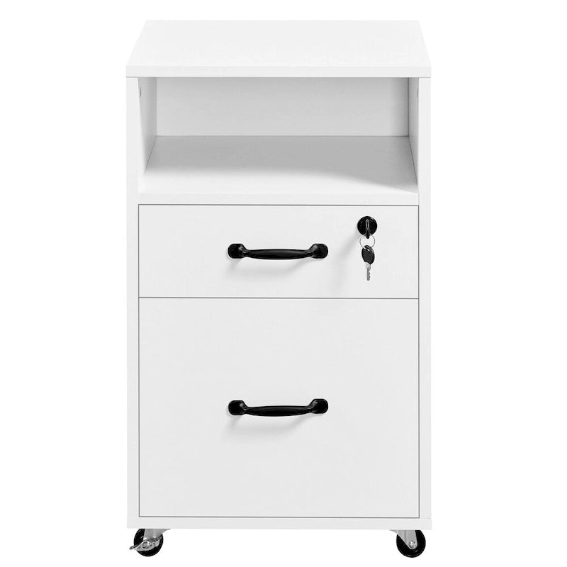 Yaheetech Rolling File Cabinet with 2 Drawers and 1 Open Shelf Filing Cabinet for Home Office