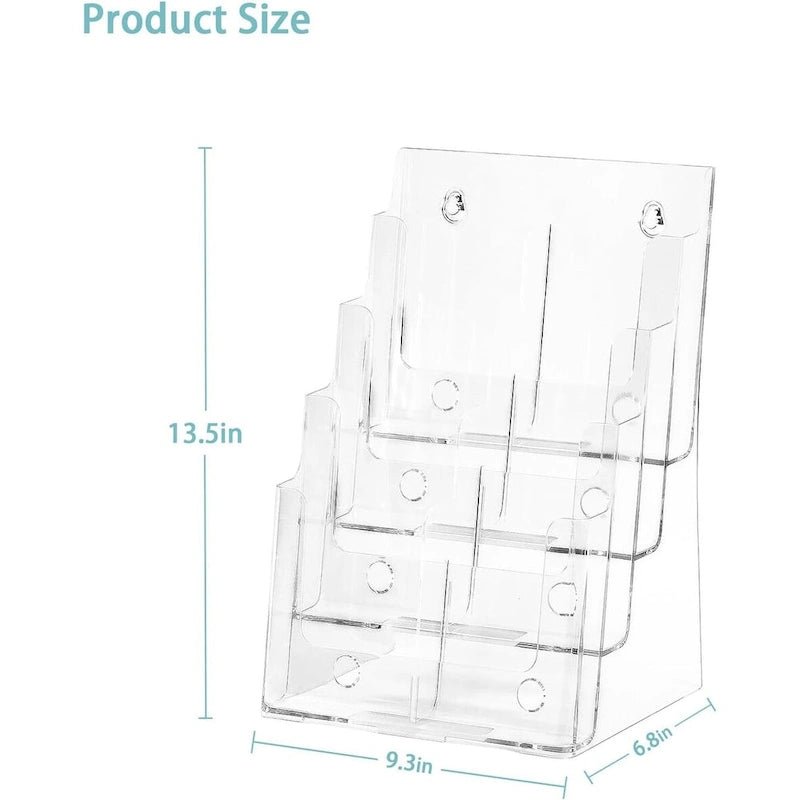 Acrylic Clear Literature Holder Brochure Display Stand for Office Paper Filing and Magazine