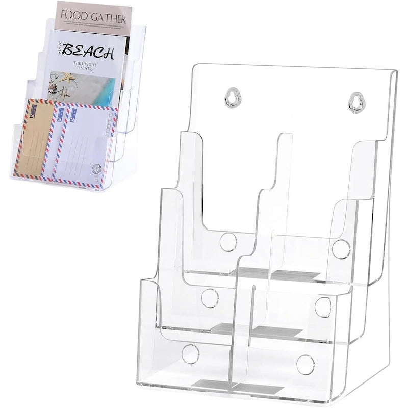 Acrylic Clear Literature Holder Brochure Display Stand for Office Paper Filing and Magazine