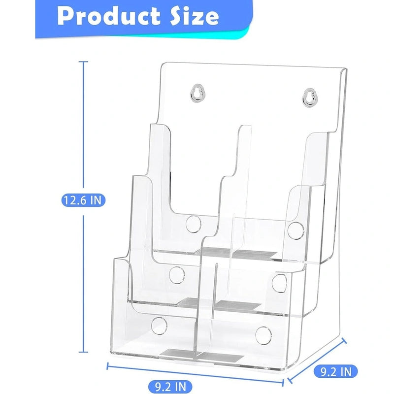 Acrylic Clear Literature Holder Brochure Display Stand for Office Paper Filing and Magazine