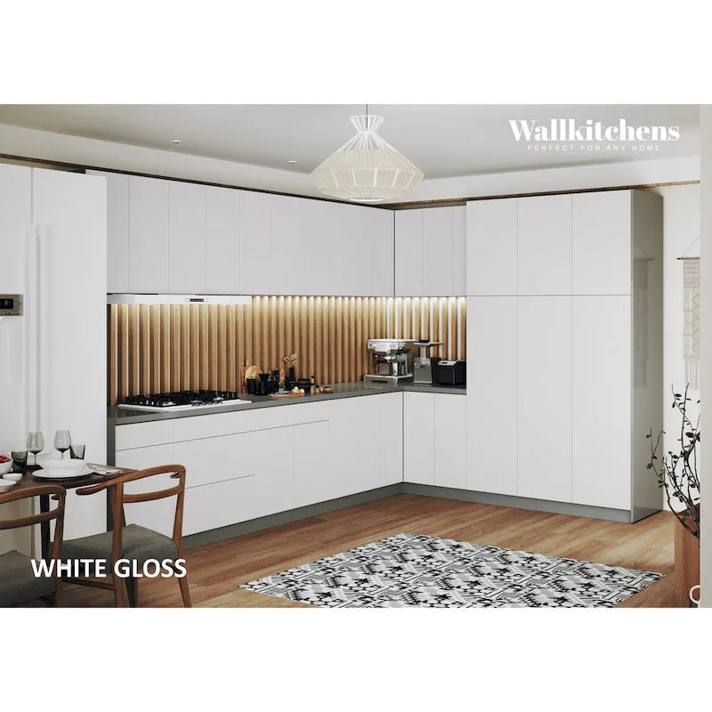 Kitchen Timeless Collection White Gloss Color Base Size 12Ft Wide - 144x102
