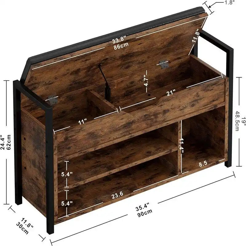 Shoe Storage Bench - 11.8D x 35.4W x 24.4H