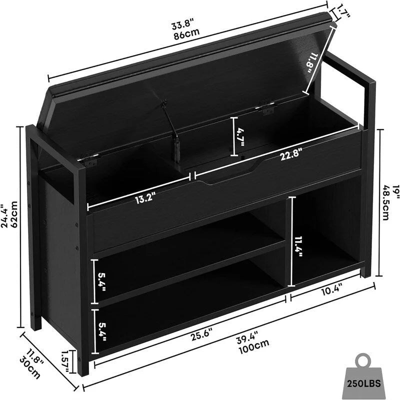 Shoe Storage Bench - 11.8D x 35.4W x 24.4H