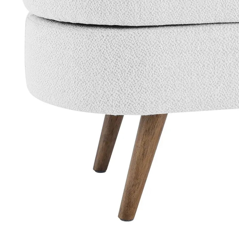 Modern Oval Storage Bench with Wood Legs